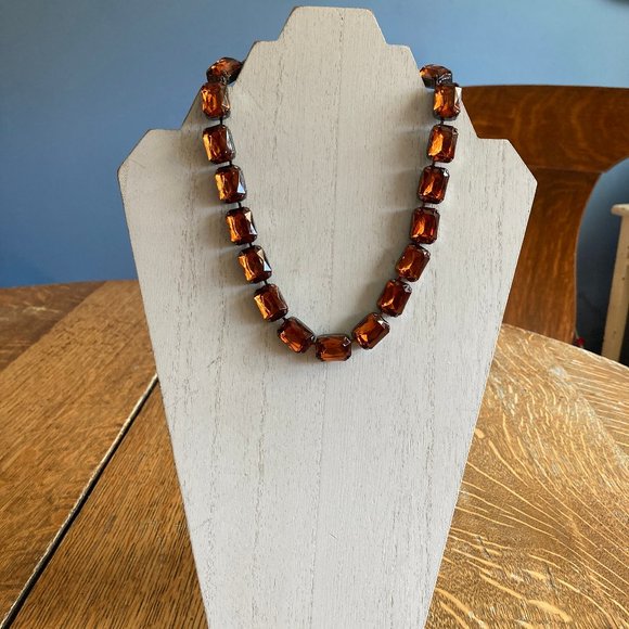 Dark Orange / Amber & Gunmetal Necklace & Earrings Set by Joan Rivers - Picture 6 of 13